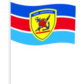 Military flag on plastic pole